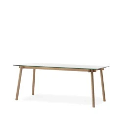 A2 Dining Tables*Corners dining table, Oak white oil.glass Beige