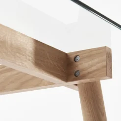 A2 Dining Tables*Corners dining table, Oak white oil.glass Beige
