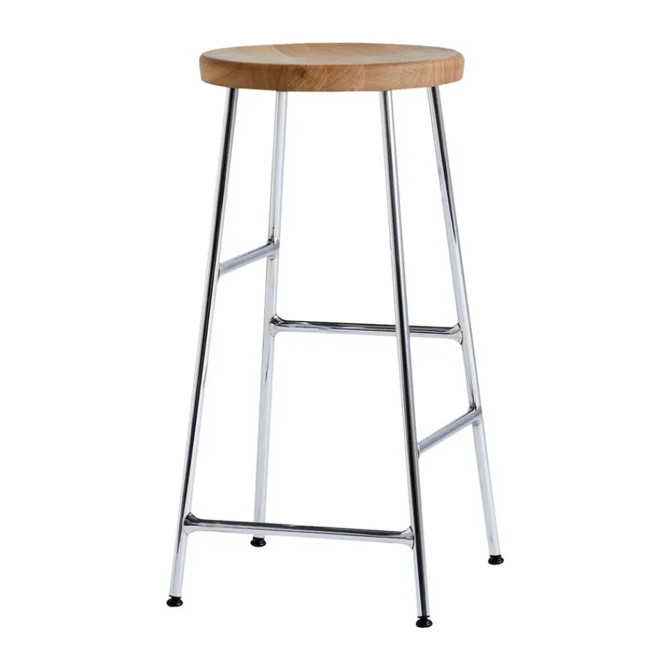 HAY Bar Stools*Cornet bar stool 65 cm, Oiled oak-chrome BrownSilver-coloured
