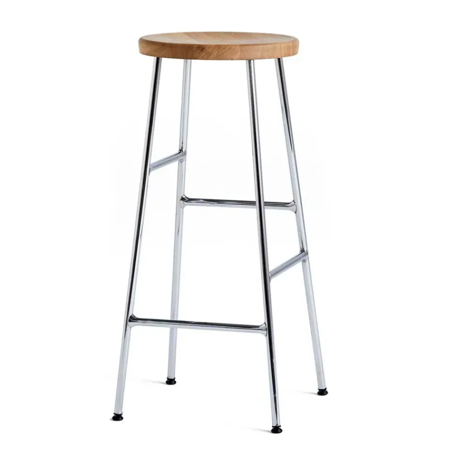 HAY Bar Stools*Cornet bar stool 75 cm, Oiled oak-chrome BrownSilver-coloured