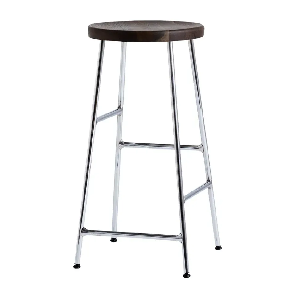 HAY Bar Stools*Cornet bar stool 65 cm, Smoked oiled oak-chrome BrownSilver-coloured