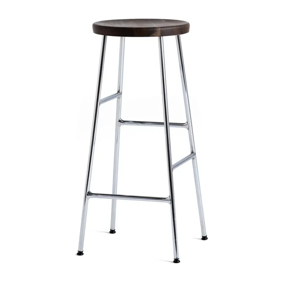 HAY Bar Stools*Cornet bar stool 75 cm, Smoked oiled oak-chrome BrownSilver-coloured
