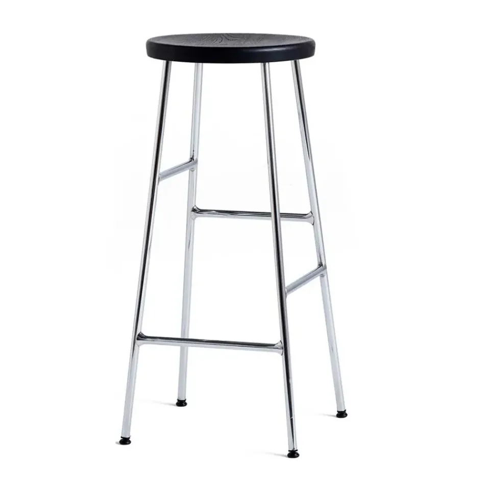 HAY Bar Stools*Cornet bar stool 75 cm, Soft black oak-chrome BlackSilver-coloured
