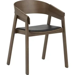 Muuto Chairs*Cover Armchair leather, Black-stained dark Brown