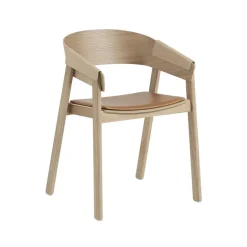 Muuto Chairs*Cover chair upholstered seat, Refine leather cognac-Oak Brown