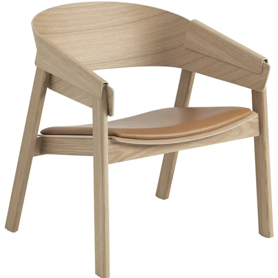 Muuto Armchairs & Footstools*Cover lounge chair leather, Refine leather cognac-oak Brown