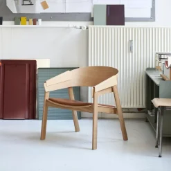 Muuto Armchairs & Footstools*Cover lounge chair leather, Refine leather cognac-oak Brown