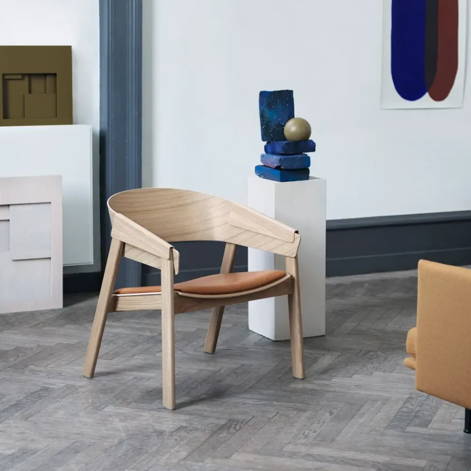 Muuto Armchairs & Footstools*Cover lounge chair leather, Refine leather cognac-oak Brown