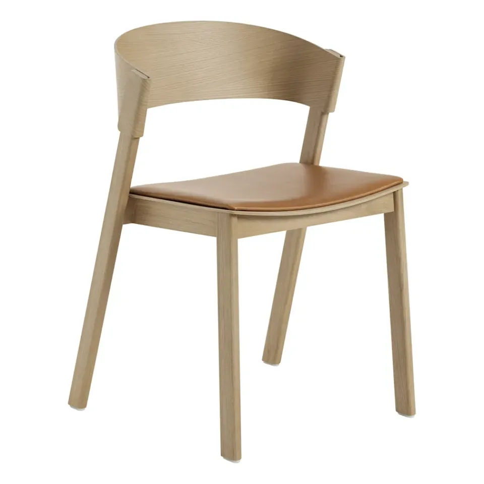 Muuto Chairs*Cover Side Chair leather, Cognac-oak BrownBeige