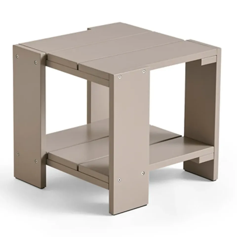 HAY Table For Outdoor Use|Outdoor Lounge Furniture*Crate Side Table 49.5x49.5x45 cm lacquered pine, London fog Grey