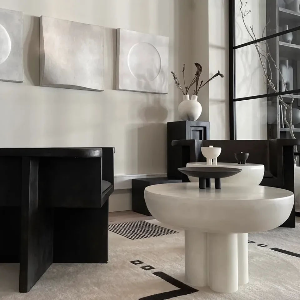 101 Copenhagen Side Tables*Crown side table tall Ø45 cm, Bone White