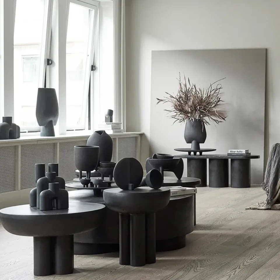 101 Copenhagen Side Tables*Crown side table tall Ø45 cm, Coffee BrownBlack