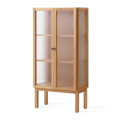 Audo Copenhagen Display & Glass Cabinets*Curiosity cabinet with glass doors 143 cm, Oak Beige
