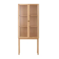 Audo Copenhagen Display & Glass Cabinets*Curiosity cabinet with glass doors 168 cm, Oak Beige