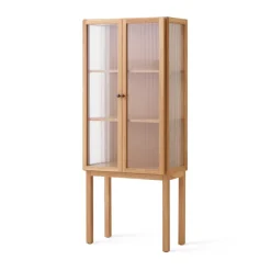 Audo Copenhagen Display & Glass Cabinets*Curiosity cabinet with glass doors 168 cm, Oak Beige