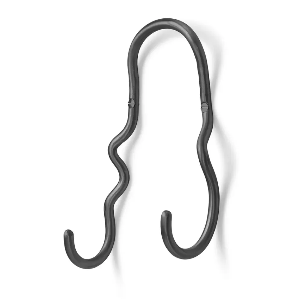 Ferm Living Clothes Hooks & Hangers*Curvature hook double, brass Black