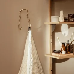 Ferm Living Clothes Hooks & Hangers*Curvature hook double, brass Gold-coloured