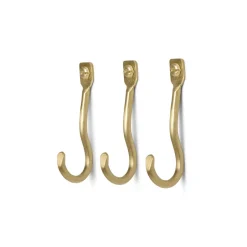 Ferm Living Clothes Hooks & Hangers*Curvature hook 3-pack, brass Gold-coloured