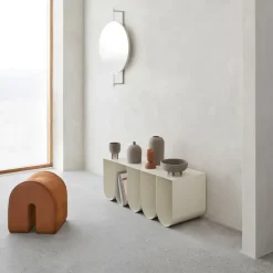 Kristina Dam Studio Sitting Poufs*Curved pouf, Leather Black