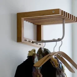 Fritz Hansen Hat Rack & Hat Shelves*Cutter Mini Wardrobe coat rack with shelf, Teak Brown