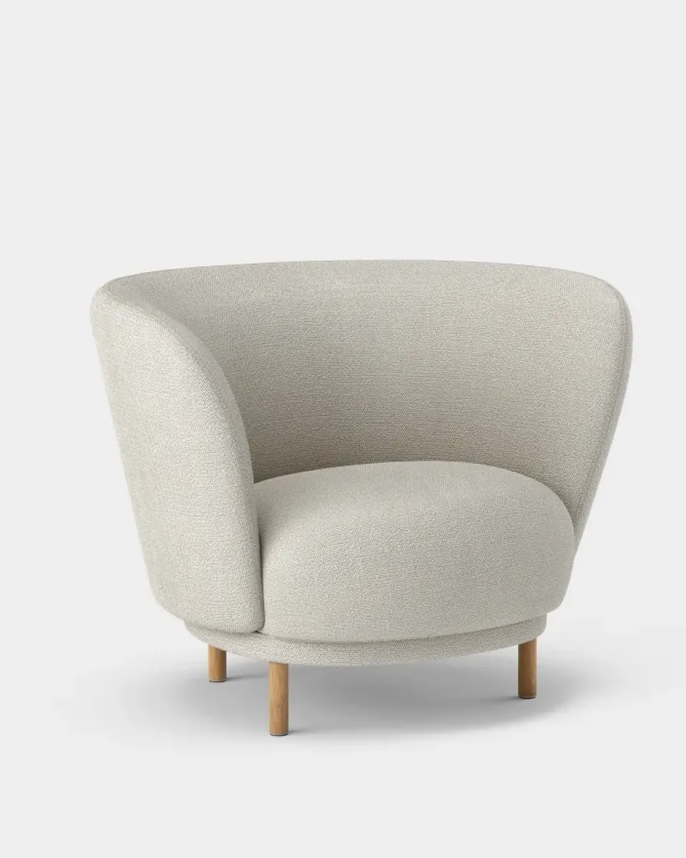 Massproductions Armchairs & Footstools*Dandy armchair, Oak-Sacho sapphire 007 Grey