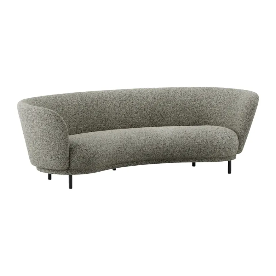Massproductions Sofas*Dandy 3-seater sofa, Black oak - Kirkby Design, Spiral - 23 Monochrome Brown