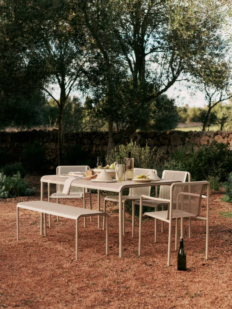 Ferm Living Garden Sofas & Garden Benches*Dapple bench 45x130x39.8 cm, Cashmere Beige