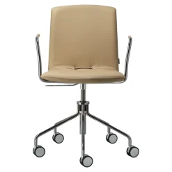 Gärsnäs Chairs*Day armchair swivel stand chrome, Oak-natural-H&S-elmosoft 02119 Beige