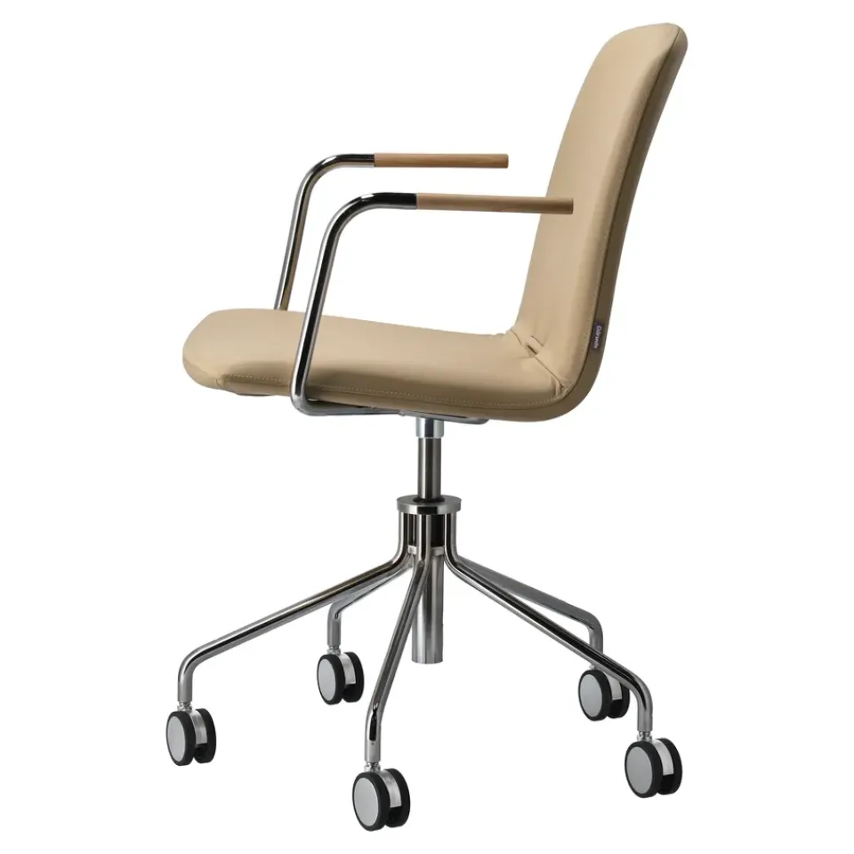 Gärsnäs Chairs*Day armchair swivel stand chrome, Oak-natural-H&S-elmosoft 02119 Beige