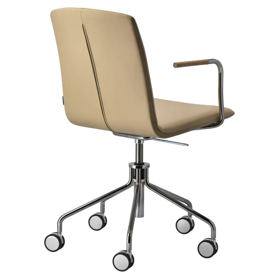 Gärsnäs Chairs*Day armchair swivel stand chrome, Oak-natural-H&S-elmosoft 02119 Beige