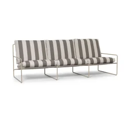Ferm Living Garden Sofas & Garden Benches|Balcony Furniture*Desert 3-seat sofa, Cash stripe-chocolate BrownWhiteBeige