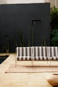 Ferm Living Garden Sofas & Garden Benches|Balcony Furniture*Desert 3-seat sofa, Cash stripe-chocolate BrownWhiteBeige