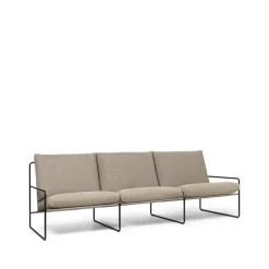 Ferm Living Outdoor Lounge Furniture|Garden Sofas & Garden Benches*Desert 3-seat sofa, Fabric dark sand. black stand Beige
