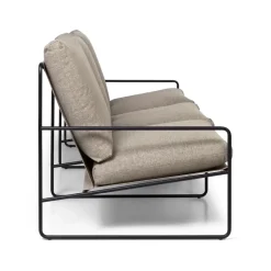 Ferm Living Outdoor Lounge Furniture|Garden Sofas & Garden Benches*Desert 3-seat sofa, Fabric dark sand. black stand Beige