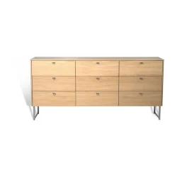 Mavis Dressers & Drawer Units*Deus chest of drawers 9 drawers, White pigmented matte lacquered oak Beige