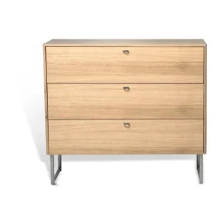 Mavis Dressers & Drawer Units*Deus chest of drawers 3 drawers, White pigmented matte lacquered oak Beige