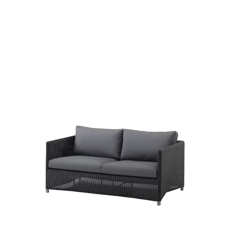 Cane-line Balcony Furniture|Outdoor Lounge Furniture*Diamond sofa 2-seater weave, Natté graphite Grey