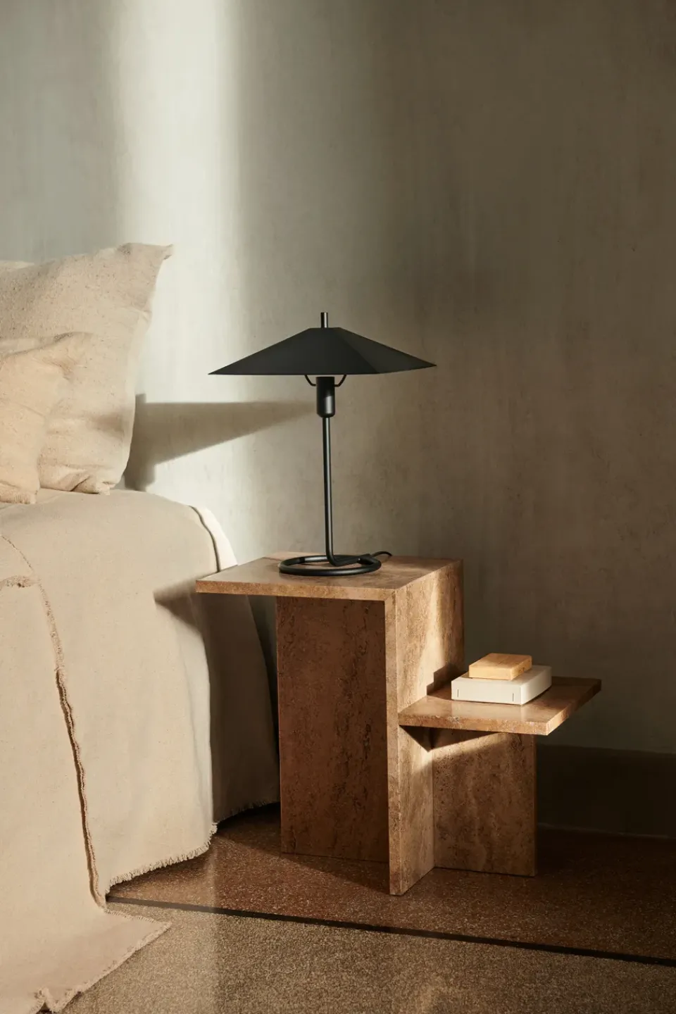 Ferm Living Side Tables*Distinct side table 59,5x35x50 cm, Dark Travertine Brown