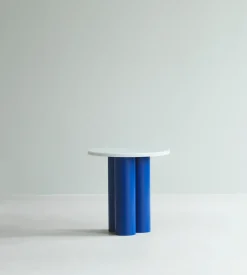 Normann Copenhagen Side Tables*Dit side table Ø40 cm, White Carrara-bright Blue