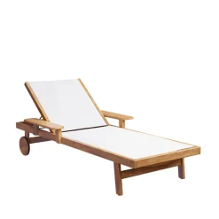 Skargaarden Seating*Djurö sun bed, Batyline , teak White