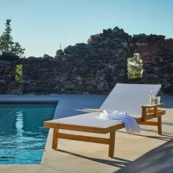 Skargaarden Seating*Djurö sun bed, Batyline , teak White