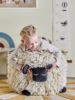 Bloomingville Children's Chairs|Children's Chairs*Dolly pouf wool 50x45 cm, White