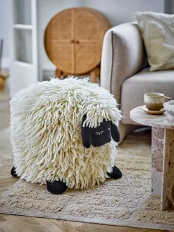 Bloomingville Children's Chairs|Children's Chairs*Dolly pouf wool 50x45 cm, White