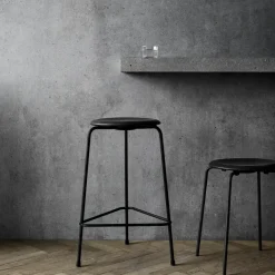 Fritz Hansen Stools*Dot stool leather, Cowboy Black