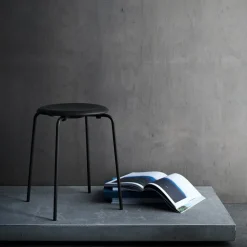 Fritz Hansen Stools*Dot stool leather, Cowboy Black
