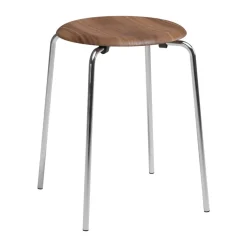 Fritz Hansen Stools*Dot stool, Walnut-chrome BrownSilver-coloured
