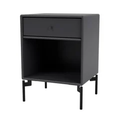 Montana Bedside Tables*Dream bedside table, Anthracite 04, black lacquered legs Grey