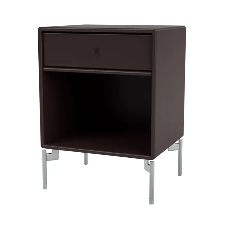 Montana Bedside Tables*Dream bedside table, Balsamic 160, chrome legs Brown