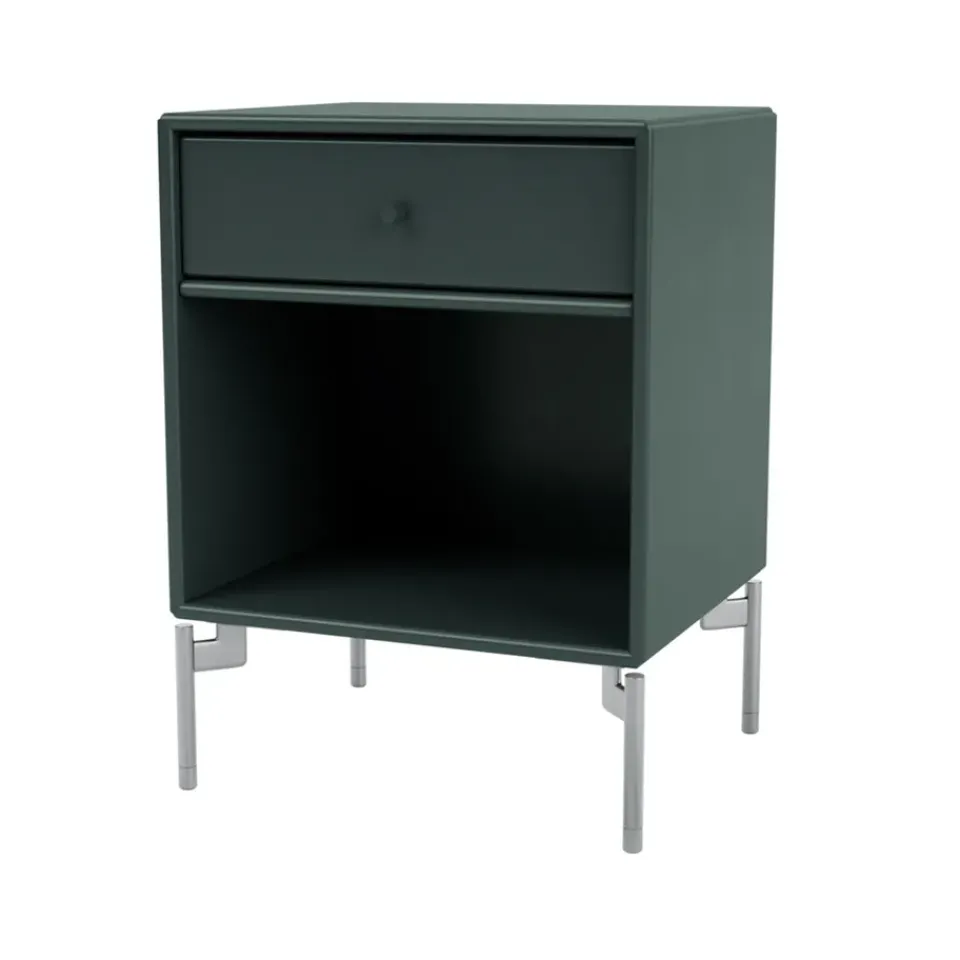 Montana Bedside Tables*Dream bedside table, Black jade 163, chrome legs Green