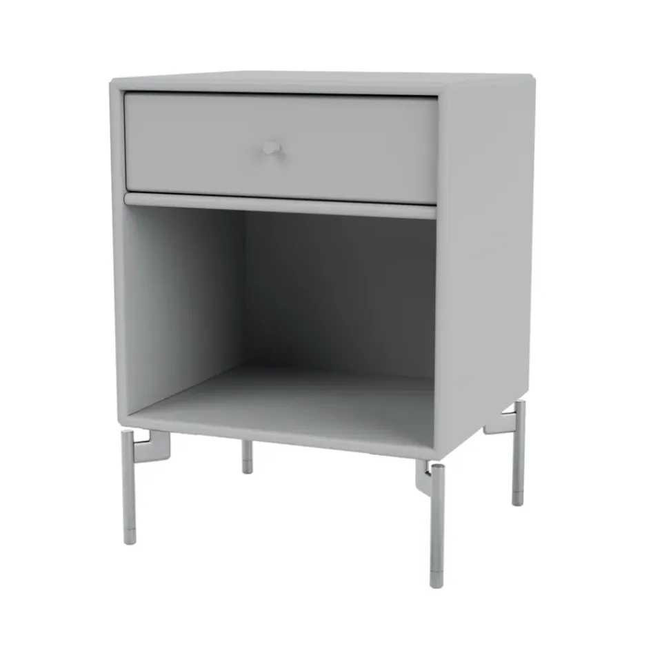 Montana Bedside Tables*Dream bedside table, Fjord 02, chrome legs Grey